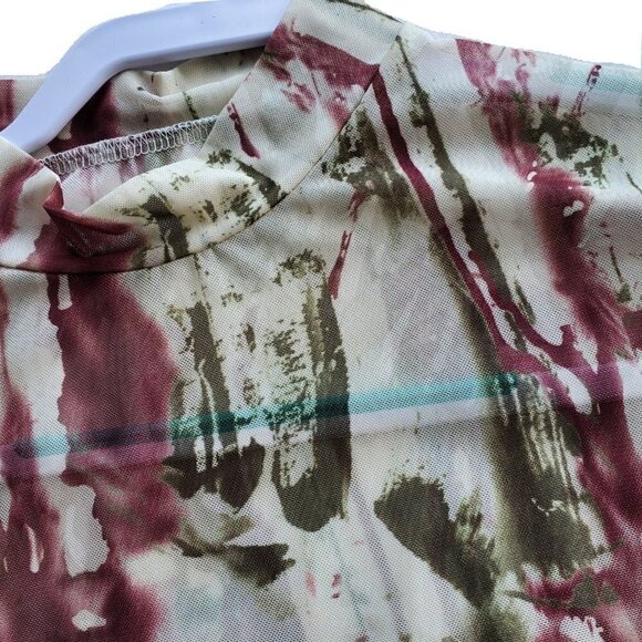 Y2K Mesh Fairygrunge Abstract Floral Camouflage Long sleeve Top M - Picture 12 of 16